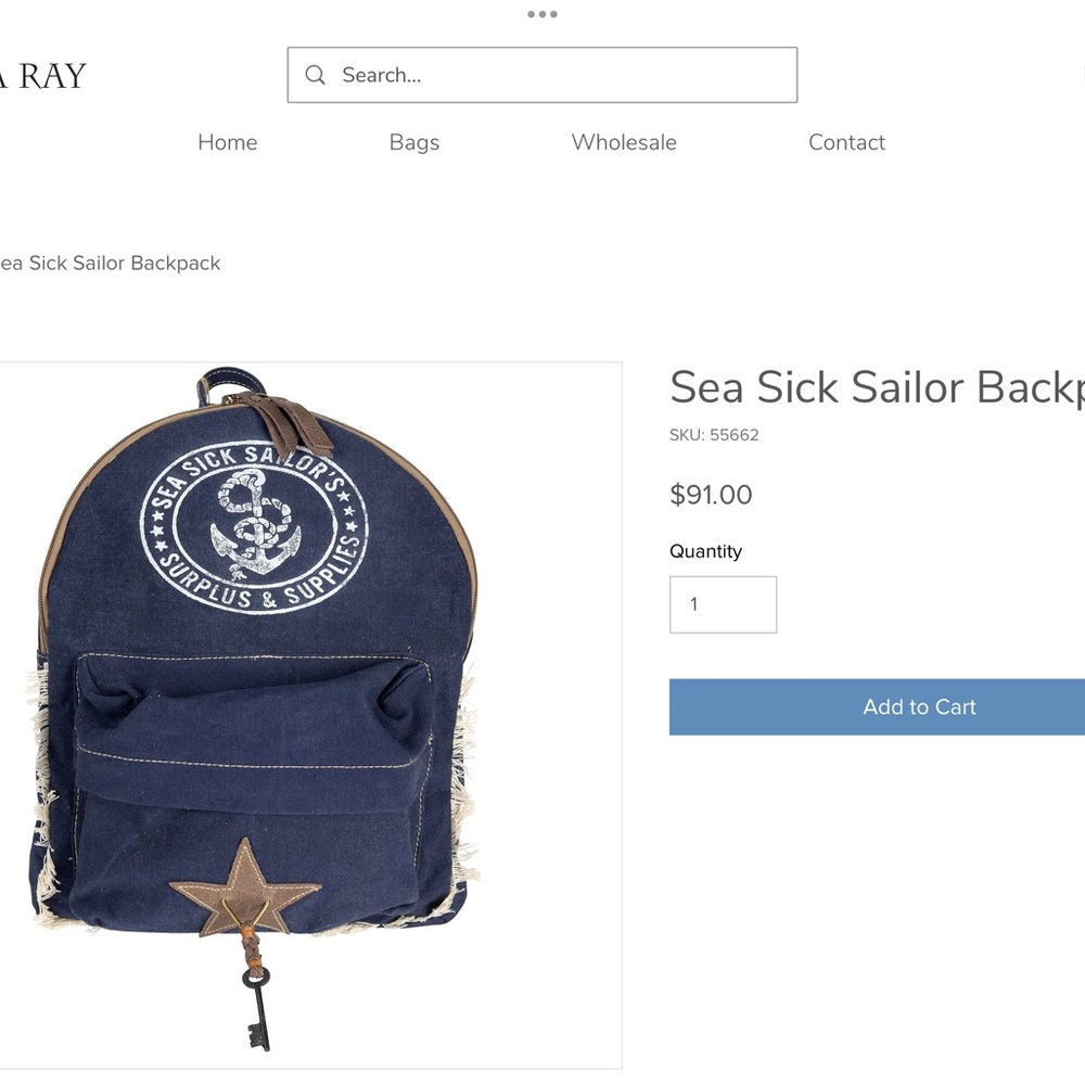 Sea Sick Sailor Canvas Backpack (#10) - Picture 8 of 8
